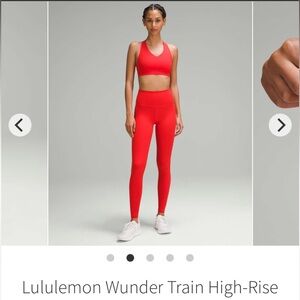 Lululemon Wunder Train tight, 28inch, size 2 in hot heat red. Basically new